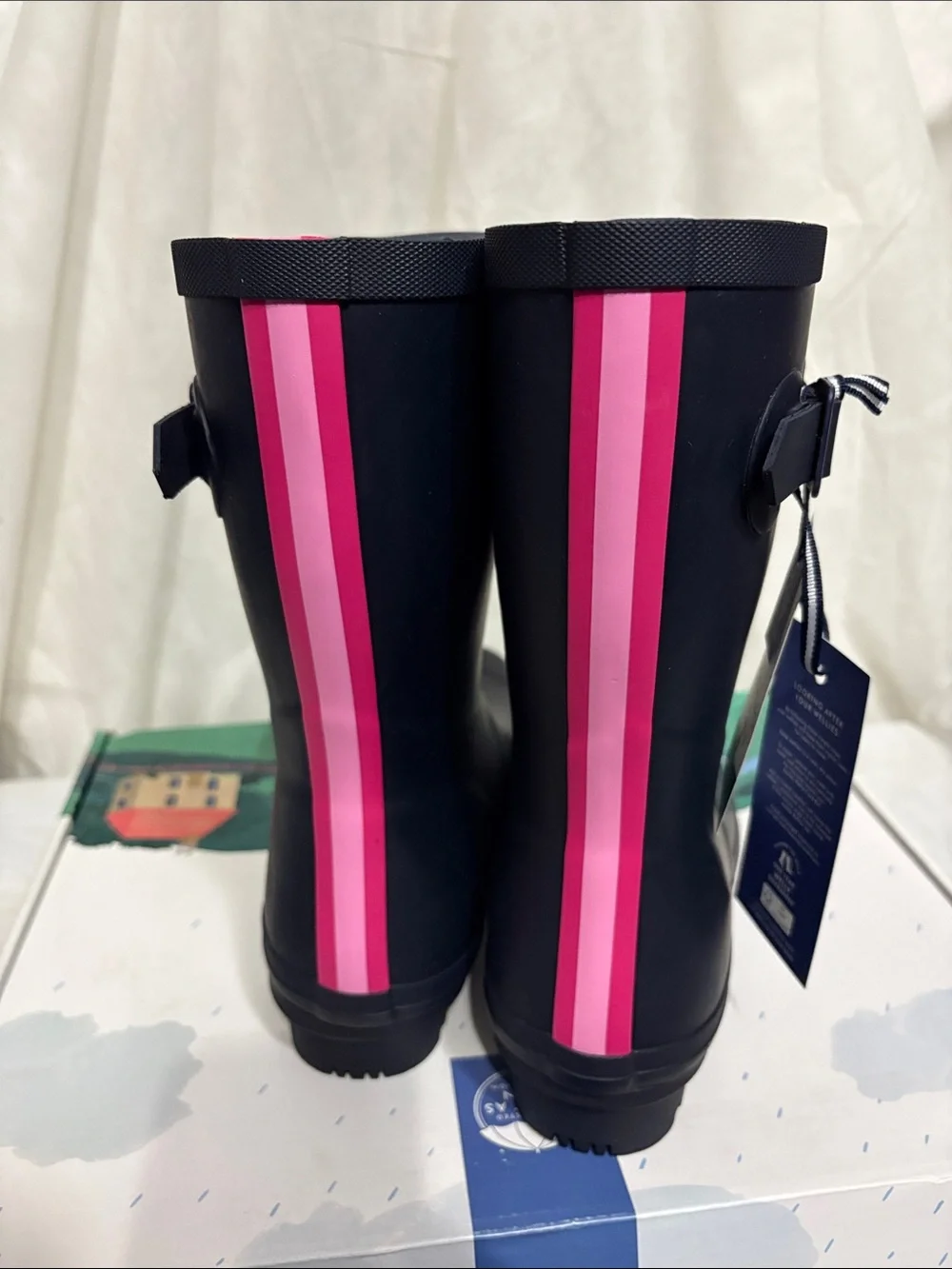 Joules Navy Rain Boots size US 10 NWT